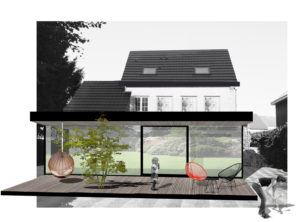 FRIDAYoffice HOUSE INSIDE OUT renovatieproject housing visualisatie exterieur achtergevel