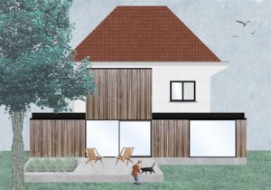 FRIDAYoffice HOUSE TETRIS renovatieproject housing visualisatie achtergevel
