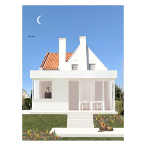 Een verbouwing van een charmante vrijstaande vakantiewoning aan de Belgische kust. De woning wordt opgeknapt en uitgebreidt met een uitbouw over twee verdiepingen aan de tuinzijde. De uitbouw creëert plaats voor een leefkeuken en eetkamer op het gelijkvloers die georiënteerd zijn naar de tuin. Op de ondergrondse verdieping wordt er een extra slaapkamer en badkamer gemaakt. Visual van de vakantiewoning uit de ontwerpfase.