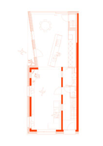 Renovatie van gezinswoning House Lion met geknikte zijgevel door Friday Office architecten. Plan van House Lion.